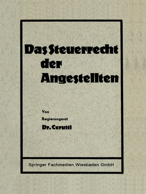 cover image of Das Steuerrecht der Angestellten